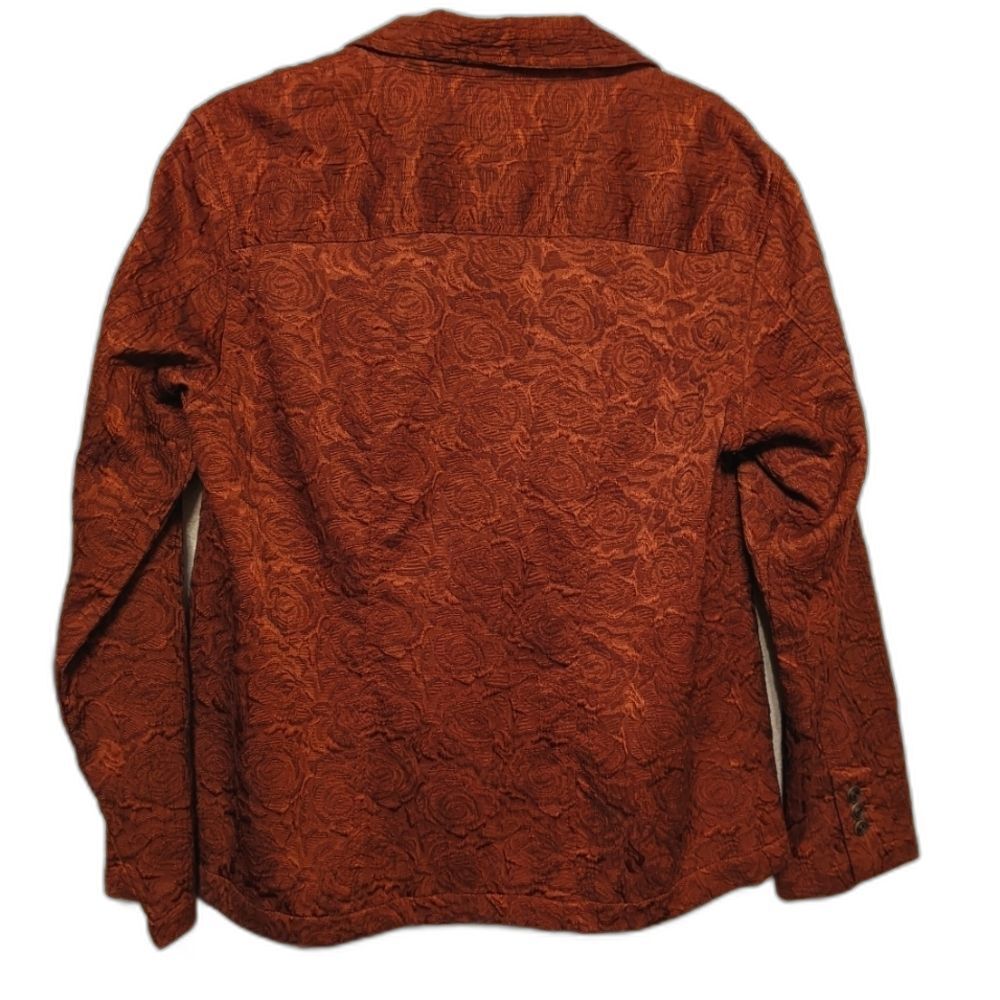 CHICOS Brown Brocade Blazer Jacket Career Unlined Classic Professional Size 2 - Picture 2 of 8